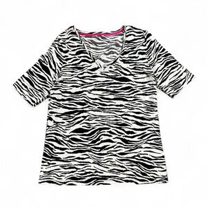 Women's Y2K Style Black & White Zebra Print V-Neck Top